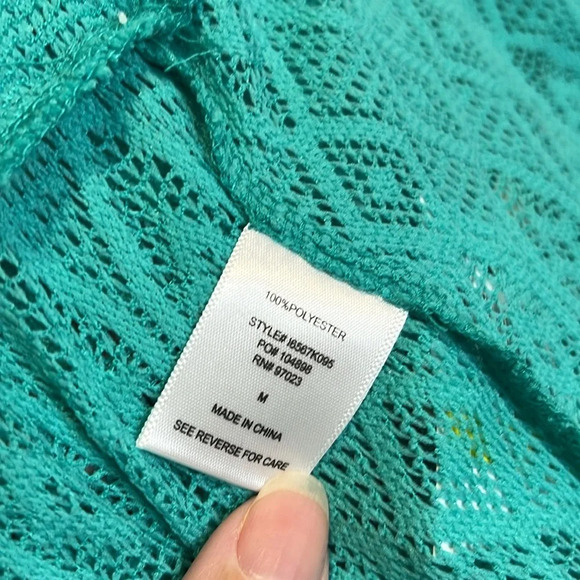 NWT crochet beach shorts lightweight see through teal swim cover up medium - Picture 8 of 10